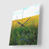 Bellaの青チコリー スクエア壁時計 (傾斜)