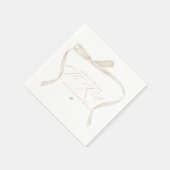 BELLAアイボリーボウタイイングザノットブライダルシャワー スタンダードカクテルナプキン (角)