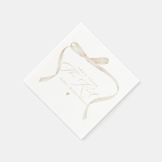 BELLAアイボリーボウタイイングザノットブライダルシャワー スタンダードカクテルナプキン (角)