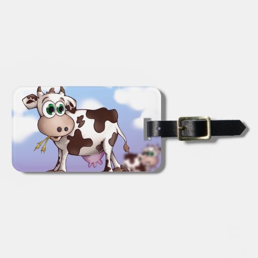 Bella丘の上の牛食べ物の干し草 ラゲッジタグ (正面横)