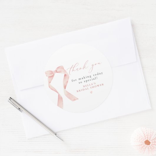 BELLA 薔薇色のボウ 彼女は結婚する 感謝 ラウンドシール (封筒)