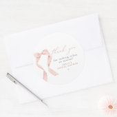 BELLA 薔薇色の蝶結び 彼女が結婚する お礼 ラウンドシール (封筒)