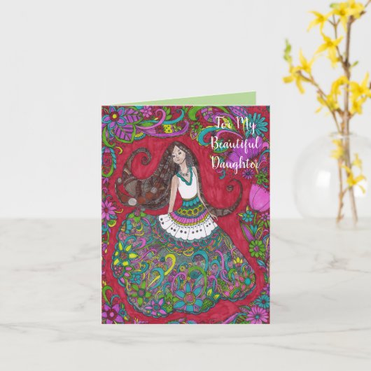 Bella 4 -私の美しい娘のバースデー・カードに カード (黄色い花)