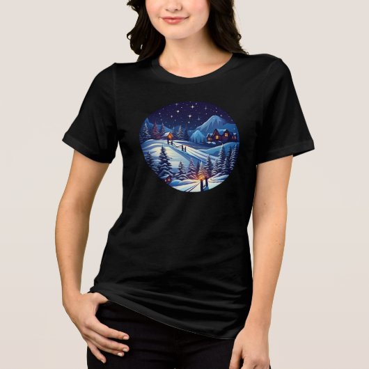 Bella+Canvas Women's Tri-blend T-Shirt, 無地の Blac トライブレンドTシャツ (正面)