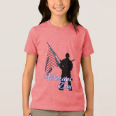 Bella+Canvas Youth Tri-blend Tシャツ、黒無地の色 トライブレンドＴシャツ (正面)