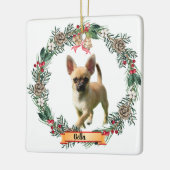Bella Chihuahua Dog Photo Personalized Ceramic  セラミックオーナメント (左)