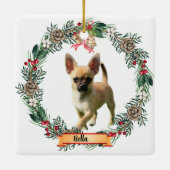 Bella Chihuahua Dog Photo Personalized Ceramic  セラミックオーナメント (裏面)