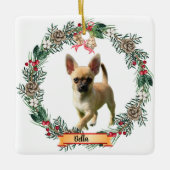 Bella Chihuahua Dog Photo Personalized Ceramic  セラミックオーナメント (正面)