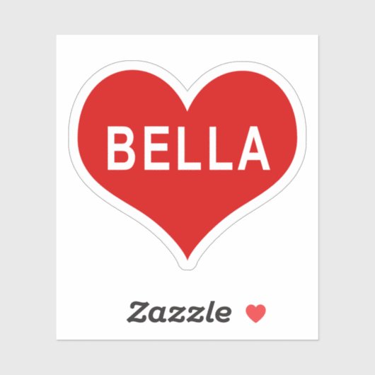 BELLA NAME 赤いハートステッカー シール (シート)