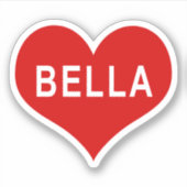 BELLA NAME 赤いハートステッカー シール (正面)