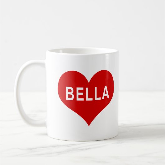 BELLA NAME 赤い愛のハート コーヒーマグカップ (左)