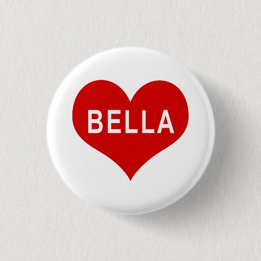 BELLA NAME 赤い愛ハートボタン 缶バッジ (正面)