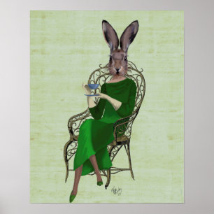 Bella Rabbit Taking Tea女性 ポスター
