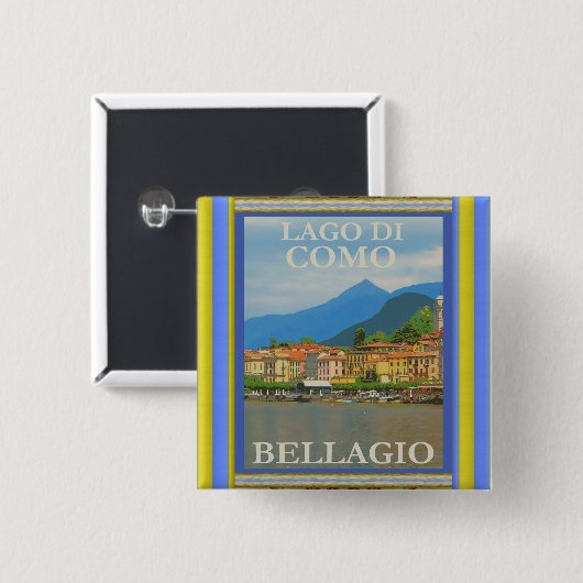 Bellagioイタリアのポスターボタン 缶バッジ (正面&裏面)