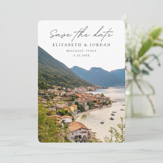 Bellagioイタリアの結婚式の日付を保存 招待状 (スタンド正面)