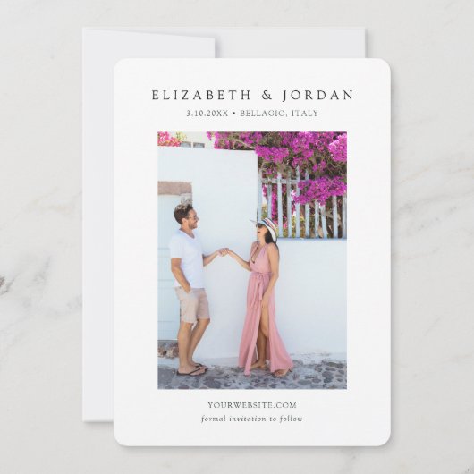 Bellagioイタリアの結婚式の日付を保存 招待状 (裏面)