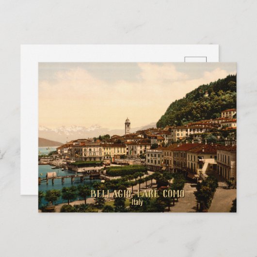 Bellagio、コモ湖、イタリアのヴィンテージ旅行 ポストカード (正面/裏面)