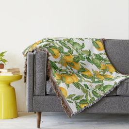 Belle couverture avec des citrons et des feuilles  スローブランケット