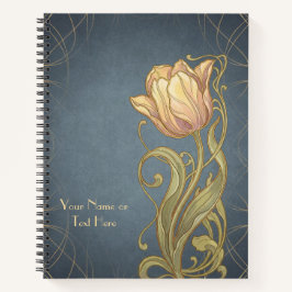 Belle Époque Botanicals: Art Nouveau Pink Tulip ノートブック