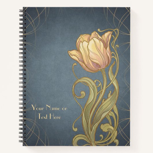 Belle Époque Botanicals: Art Nouveau Pink Tulip ノートブック (正面)