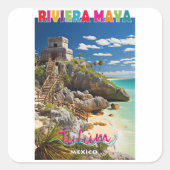 Belleza de Tulum: Camiseta de la Riviera Maya スクエアシール (正面)