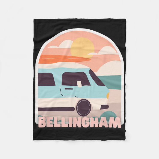 Bellingham Beach Retro Pastel Colors Sun And Surfi フリースブランケット (正面)