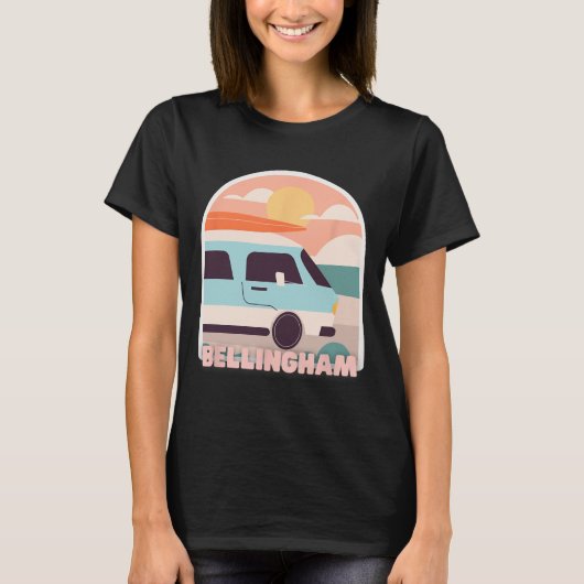 Bellingham Beach Retro Pastel Colors Sun And Surfi Tシャツ (正面)
