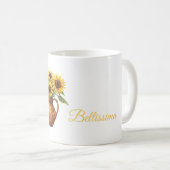 Bellissima (beautiful) Sunflowers in Vase コーヒーマグカップ (正面右)