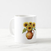 Bellissima (beautiful) Sunflowers in Vase コーヒーマグカップ (正面左)