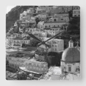 Bellissima Positano 2 - BW スクエア壁時計 (正面)