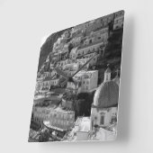 Bellissima Positano 2 - BW スクエア壁時計 (傾斜)