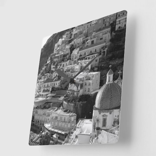 Bellissima Positano 2 - BW スクエア壁時計 (傾斜)