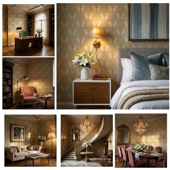 Belloria Wings Butterfly ピール＆スティック 壁紙 (Graceful wings. Gentle blossoms. Timeless walls that welcome every guest.)