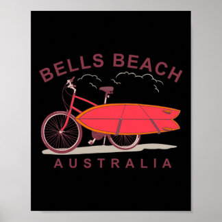 Bells Beach Australia Surfboard Bike Surfer  ポスター