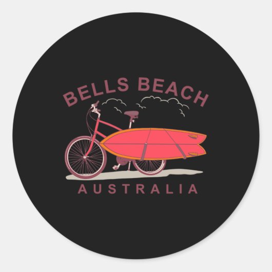 Bells Beach Australia Surfboard Bike Surfer  ラウンドシール (正面)