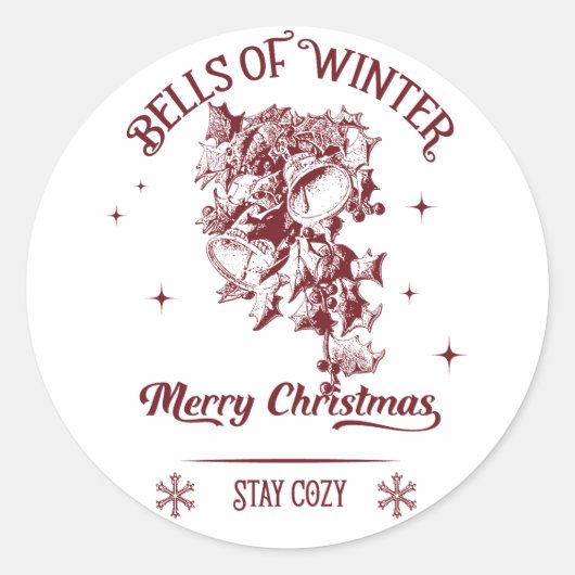 Bells of Winter Vintage Christmas ラウンドシール (正面)