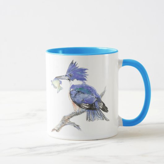 Bellted Kingfisher – 魚と – Bird Collection マグカップ (右)