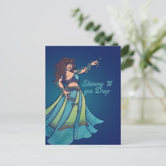 Belly Dancer Ruby Teal Art  ポストカード (スタンド正面)