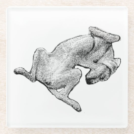 Belly-Up Bliss – Artistic Dog Coaster ガラスコースター (正面)