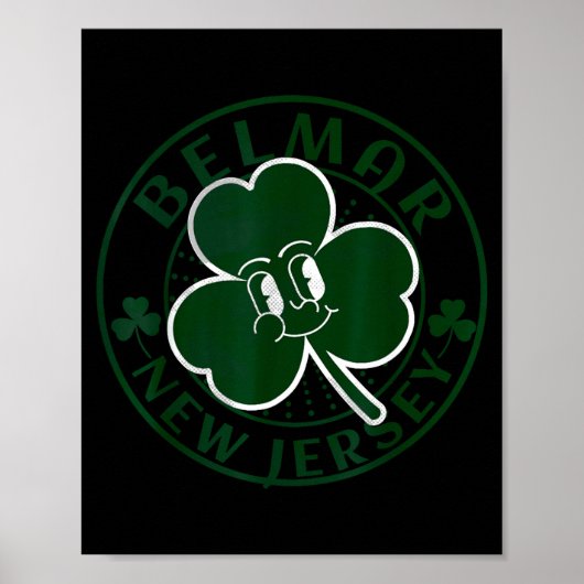 Belmar New Jersey Irish Shamrock Nj Retro Souvenir ポスター (正面)