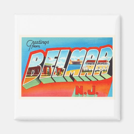 Belmar New Jersey NJ旧ヴィンテージ旅行はがき –  マグネット (正面)