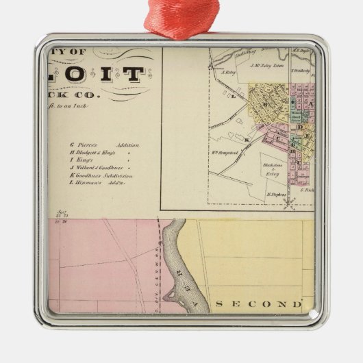 Beloit、石CoおよびShullsburg市 メタルオーナメント (正面)