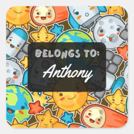 BELOS TOパーソナライズされたかわいい宇宙シール スクエアシール