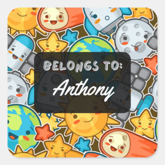 BELOS TOパーソナライズされたかわいい宇宙シール スクエアシール