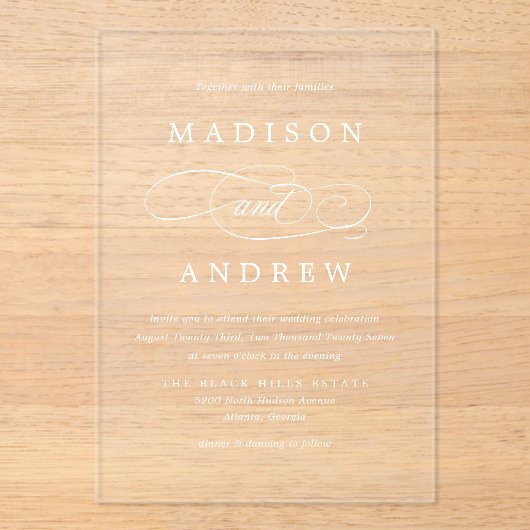 Beloved Calligraphy Wedding アクリル招待状 (正面)