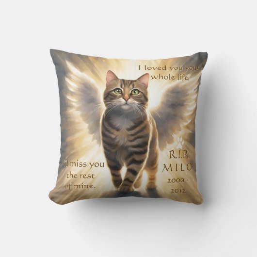Beloved Cat Pet Sympathy Memorial Throw Pillow クッション (正面)