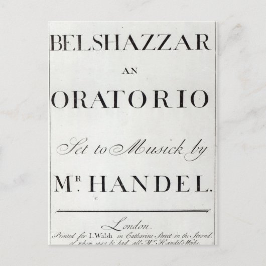 Belshazzarのスコアのカバーby Handel ポストカード (正面)