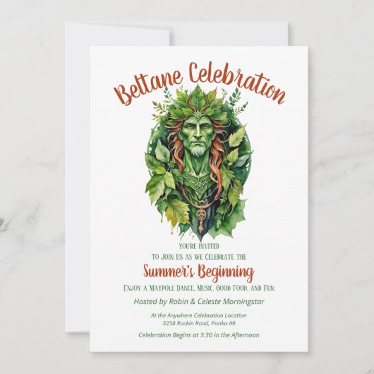Beltane Celtic Greenman Forest God Sabbat Party 招待状 (正面)