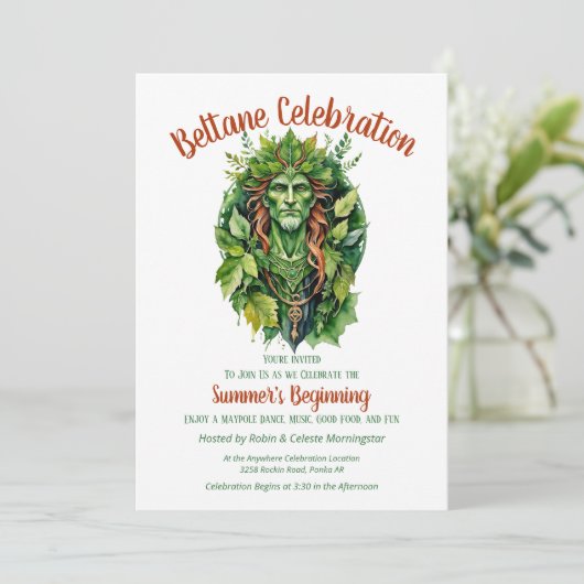 Beltane Celtic Greenman Forest God Sabbat Party 招待状 (スタンド正面)