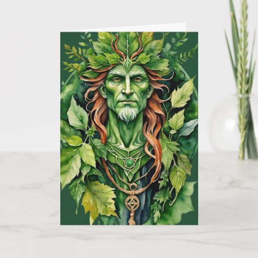Beltane Celtic Greenman Forest God Sabbat Wicca シーズンカード (正面)